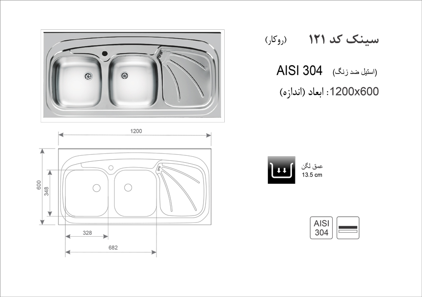 اخوان سینک روکار 121